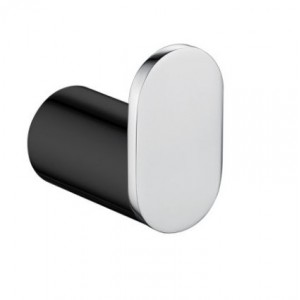 Esperia Black & Chrome Solid Brass Round Robe Hook